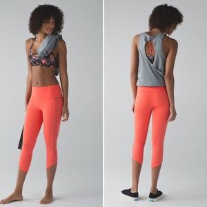 Lululemon Sunshine Salutation Crop (Full-On Luxtreme)- Coral sz 2